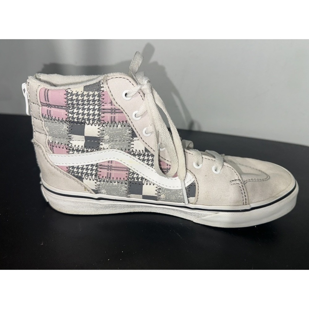 Girls VANS Sk8 Hi Plaid Houndstooth Zip Up Sneakers Missy Youth Kids Size 4